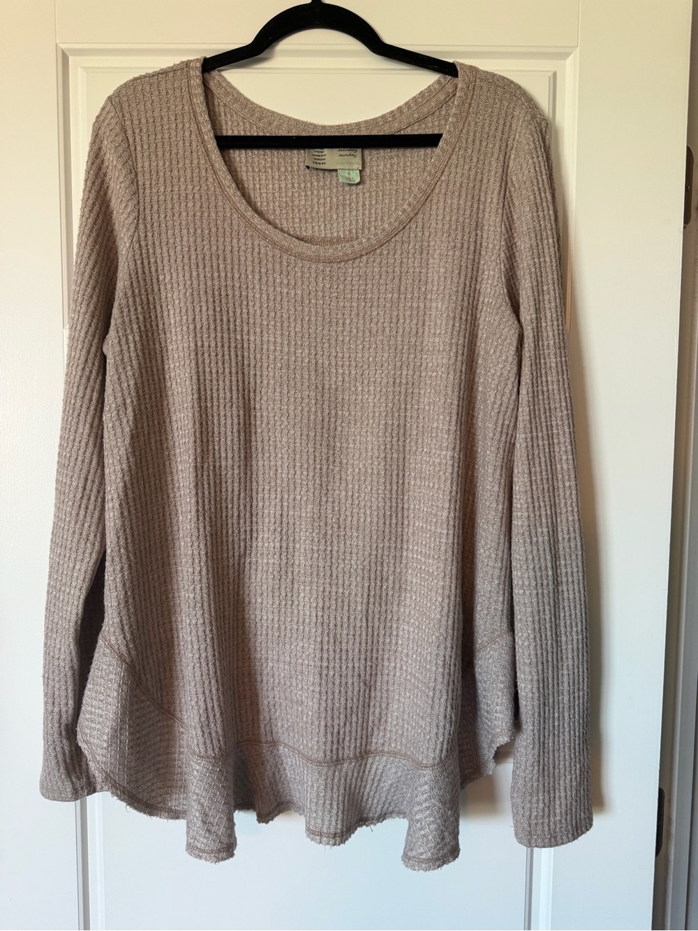 Anthropologie Scoop Neck Wendy Waffle Knit Top - Taupe